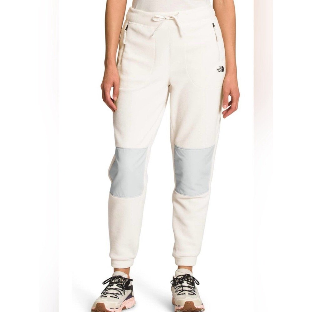 The North Face Cream Fleece Joggers with Light Gray Knee Panels Small